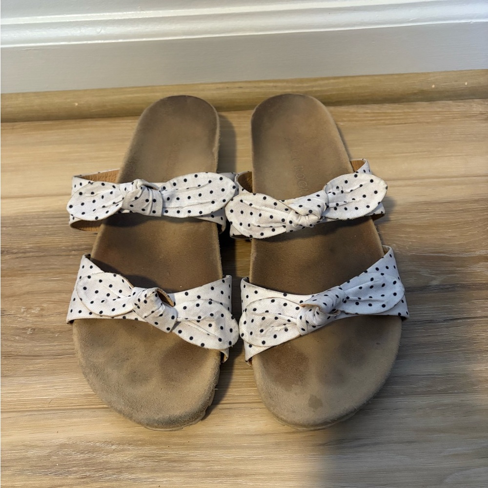 Jack Rogers White Polka Dot Bow Sandals
